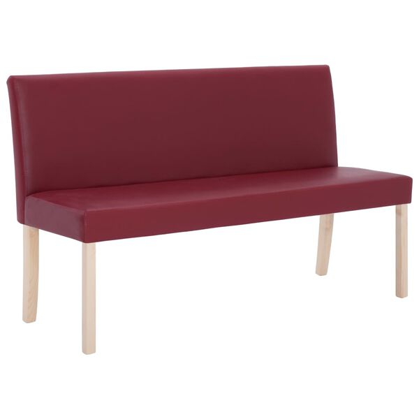 vidaXL Bench Wine Red Solid pine wood, faux leather Standard Durable