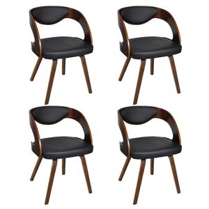 vidaXL Dining Chair Set of 4 Brown Plywood, Leather mix Medium