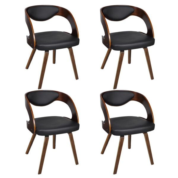 vidaXL Dining Chair Set of 4 Brown Plywood, Leather mix Medium