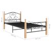 vidaXL Bed Frame Black and natural wood Powder-coated metal, solid oak wood