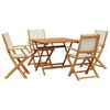 vidaXL Garden Dining Set Cream White Solid Acacia wood Medium Foldable