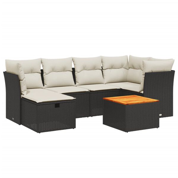 vidaXL Garden Sofa Set Black, Cream White