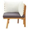 vidaXL Garden Corner Sofa Natural, dark gray, white Solid acacia wood