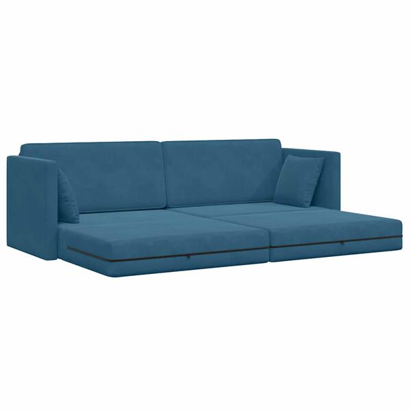 vidaXL Floor Sofa Bed Blue 83.86 x 27.56 x 30.31 in Velvet