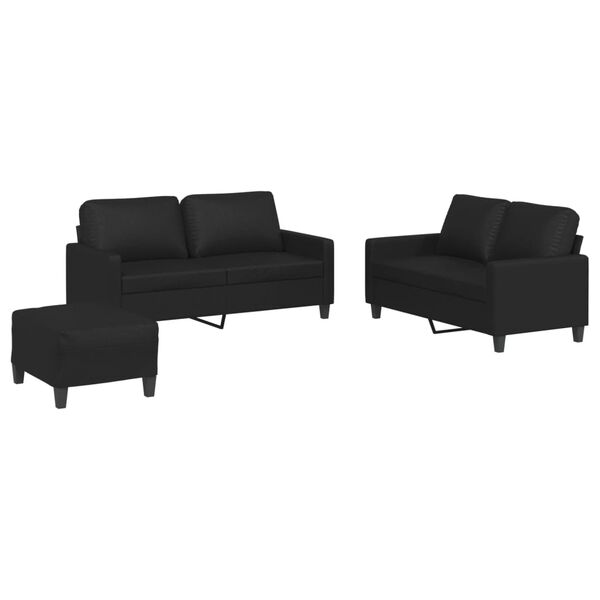vidaXL Sofa Set Black Faux leather, metal, textilene, plywood
