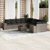 vidaXL Garden Sofa Set Grey Poly Rattan Large Adjustable Feet