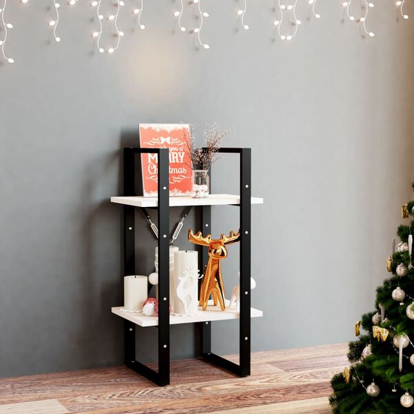 vidaXL Book Cabinet White Solid pine wood, metal 15.7 x 11.8 x 27.6 in