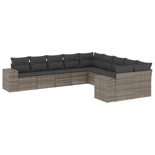 vidaXL Garden Sofa Set Grey PE wicker Large Modular Garden Sofa Set