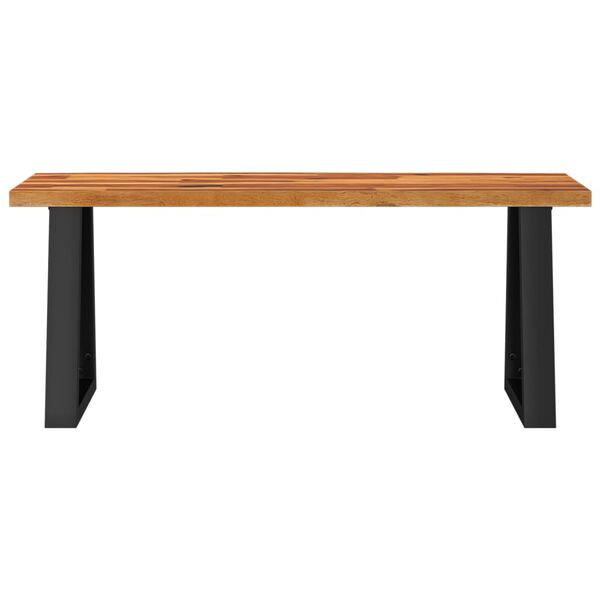 vidaXL Bench Brown and Black Solid Acacia Wood and Powder-Coated Steel