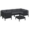 vidaXL Garden Lounge Set Black Solid Pine Wood 7-piece set Modular