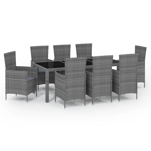 vidaXL Outdoor Dining Set Grey and black Poly rattan Large