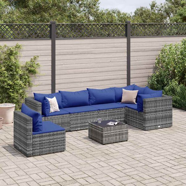 vidaXL Patio Lounge Set Grey PE rattan Medium Modular