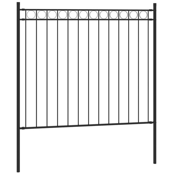 vidaXL Garden Fence Steel 5.9 ft x 2.6 ft Black