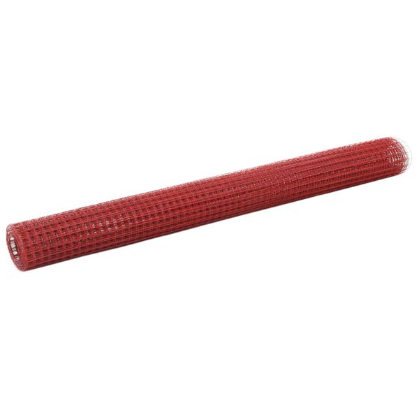 vidaXL Chicken Wire Fence Steel with PVC Coating 32.8x4.9' Red