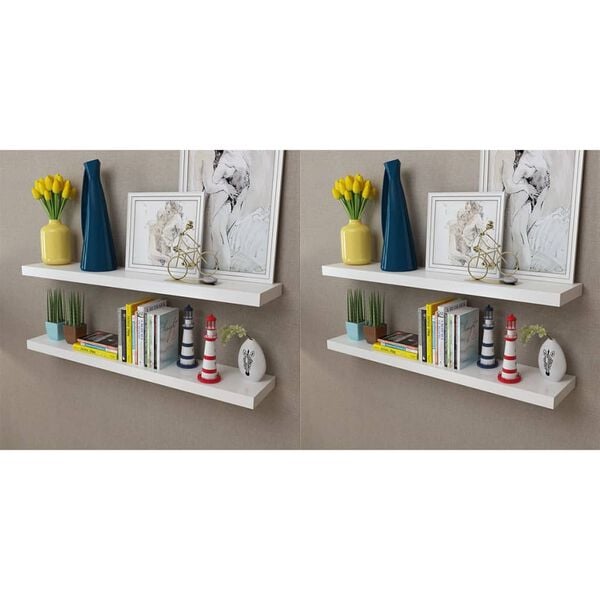 vidaXL Wall Rack Set of 4 White MDF with a matte finish 39.4 in long