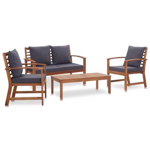 vidaXL Garden Sofa Set Warm wood with dark gray cushions Solid Acacia wood