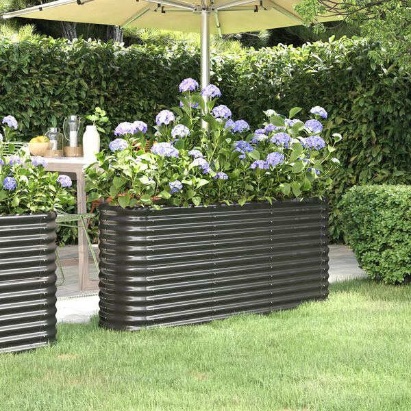 vidaXL Garden Raised Bed Anthracite Powder-coated steel
