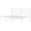 vidaXL Bed Frame White Powder-Coated Steel King Size Bed Frame