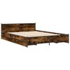 vidaXL Bed Frame Smoked oak Engineered wood, Steel Double Bed Frame