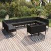 vidaXL Garden Lounge Set Black Poly Rattan Medium Modular