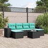 vidaXL 7 Piece Patio Sofa Set with Cushions Black Poly Rattan