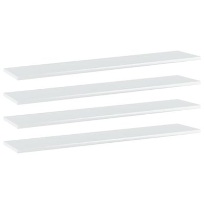 vidaXL Bookshelf Boards 4 pcs High Gloss White 39.4"x7.9"x0.6" Chipboard