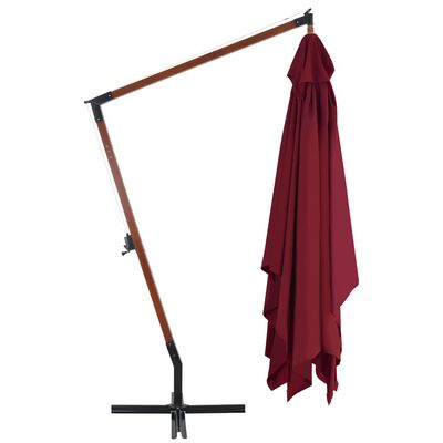 vidaXL Cantilever Umbrella with Wooden Pole 157.5"x118.1" Bordeaux Red