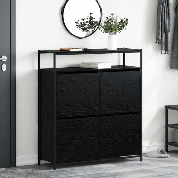 vidaXL Shoe Cabinet Black Oak 100 x 34 x 112 cm Engineered Wood