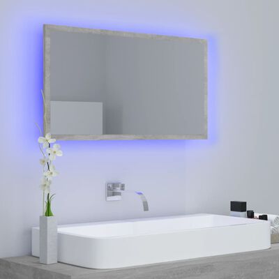 vidaXL LED Bathroom Mirror Concrete Gray 31.5"x3.3"x14.6" Acrylic