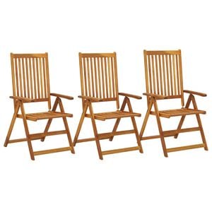 vidaXL Garden Chair Set of 3 Natural Wood Solid Acacia Wood Medium