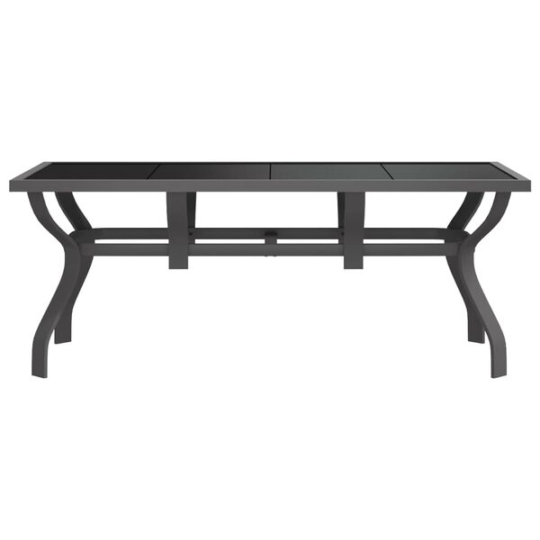 vidaXL Garden Table Grey and Black Powder-coated steel, tempered glass