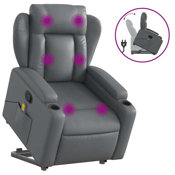 vidaXL Stand Up Massage Recliner Chair Gray