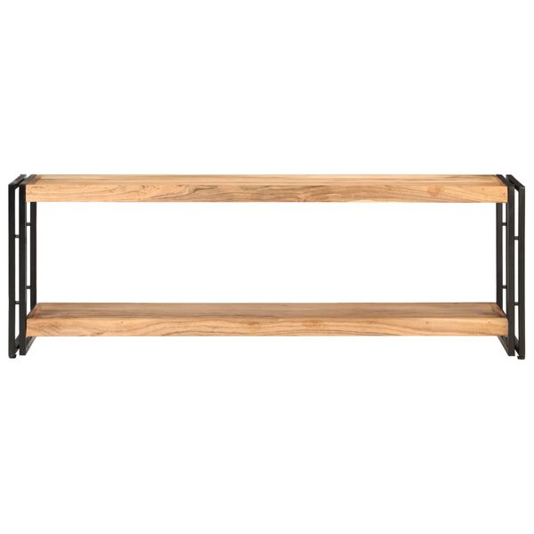vidaXL TV Cabinet Natural Wood, Black Solid Acacia Wood, Iron