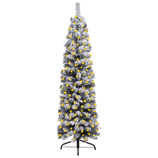 vidaXL Artificial Christmas Tree Green with white flocked snow PVC, Steel