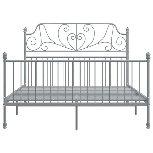vidaXL Bed Frame Gray Powder-coated metal Double Durable Bed Frame