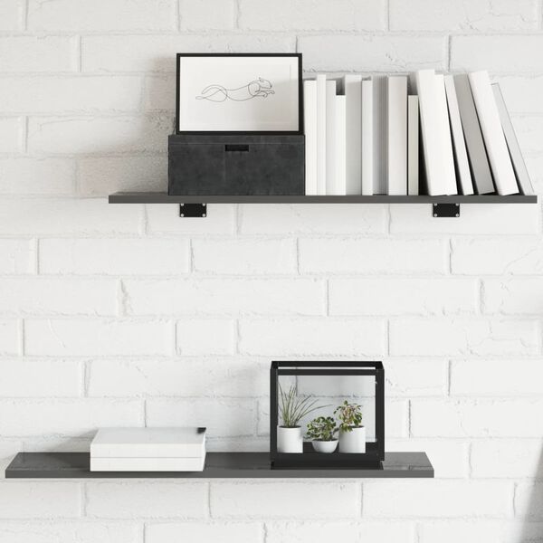vidaXL Shelf Set of 8 High gloss grey Engineered wood