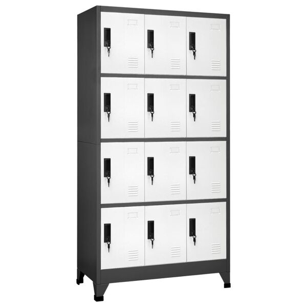 vidaXL Locker Cabinet Anthracite and White Steel Standard Locker Cabinet