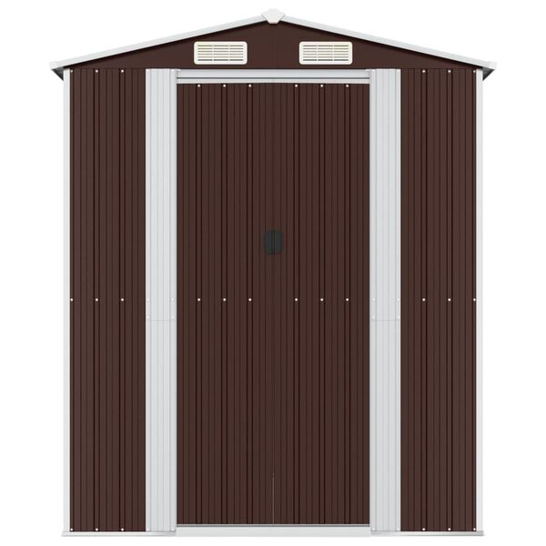 vidaXL Garden Shed Dark Brown Galvanized Steel 75.6 x 205.5 x 87.8 in