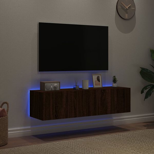 vidaXL TV Wall Cabinet Set of 2 Brown Oak Engineered wood 47.2 in width