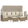 vidaXL Garden Sofa Set Beige PE rattan Large Adjustable Footrests