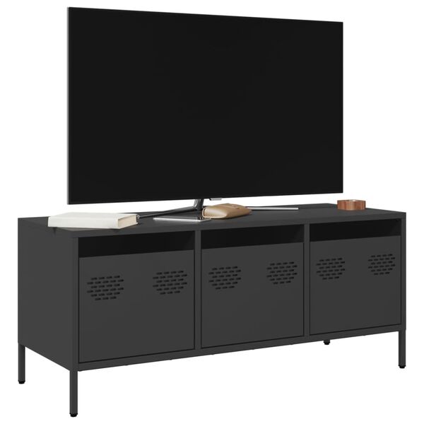 vidaXL TV Cabinet Black Cold-rolled steel Medium TV Cabinet