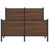 vidaXL Bed Frame Brown Oak Steel, Engineered Wood Double Bed Frame