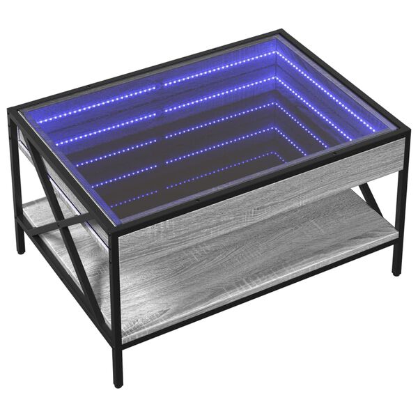 vidaXL Coffee Table Grey Sonoma Engineered Wood, Glass, Metal Medium