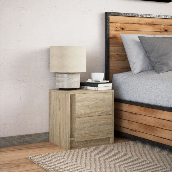 vidaXL Bedside Cabinet Sonoma Oak Engineered wood Compact