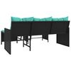 vidaXL Garden Sofa Black sofa with blue cushions