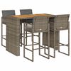 vidaXL Garden Bar Set Grey PE Rattan, Powder-Coated Steel, Solid Acacia Wood