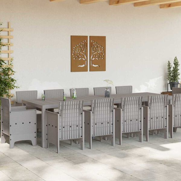 vidaXL Garden Dining Set with Cushion 13 pcs Light gray