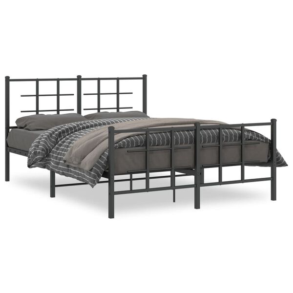 vidaXL Bed Frame Black Steel 53.1 x 74.8 in Double Metal Bed Frame