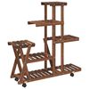 vidaXL Flower Stand With Wheels Carbonized brown Solid Wood Fir