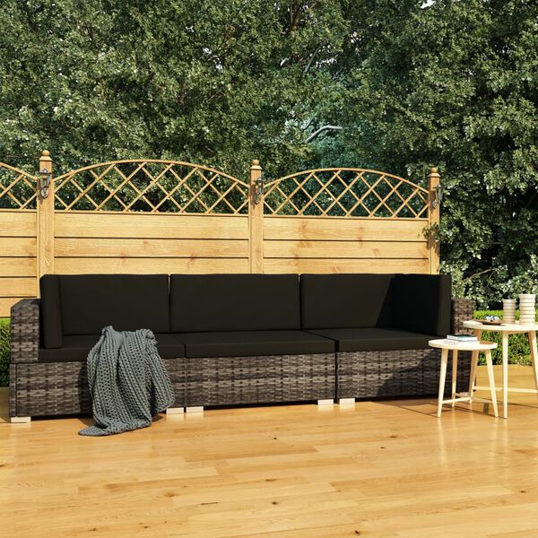 vidaXL Sofa Set Grey PE rattan Medium Modular Garden Sofa Set